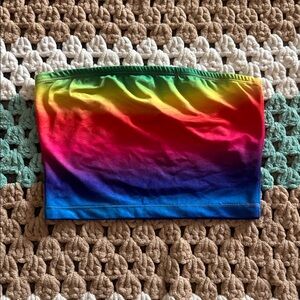 Rainbow Cropped Crop Tube Top Womans sz Small